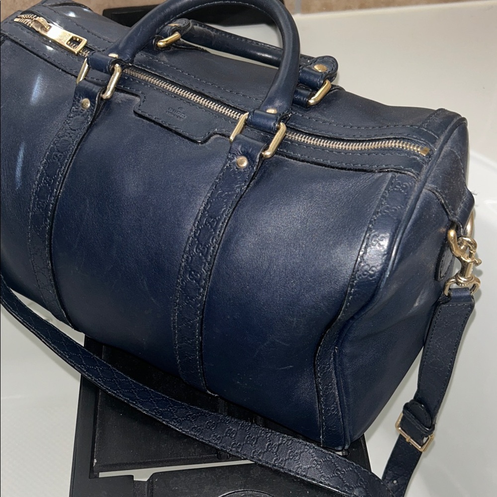 Gucci Dark Blue Leather Duffel Bag - Picture 3 of 3